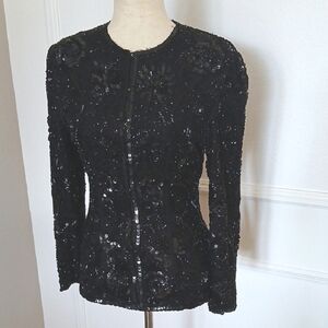 Night Vogue Black Sequin Suit Jacket with Tailored Fit